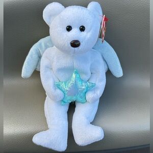 Plush Angel Bear with Star - White and Blue